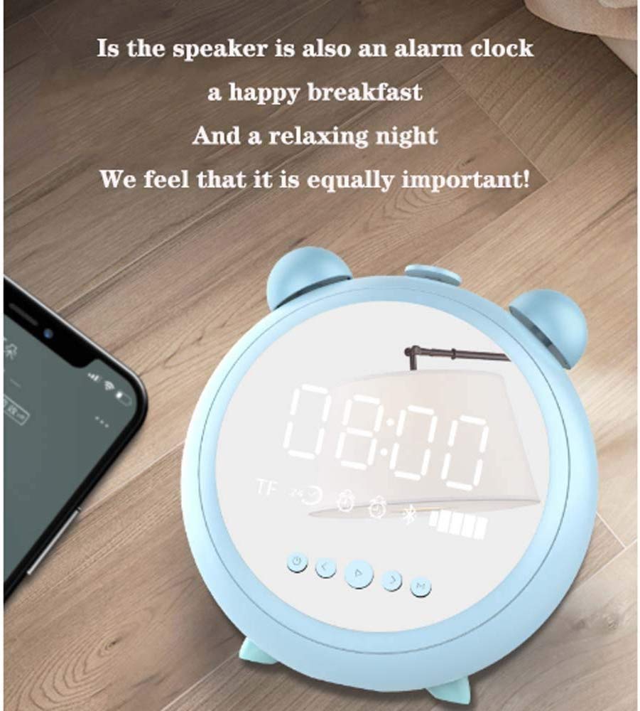 Réveil,Portable Petit Mini Haut-Parleur Bluetooth Surround 3D à Volume Élevé,Réveil Électronique Multifonctionnel Deux-en-Un Étudiant Créatif Muet Chevet Veilleuse
