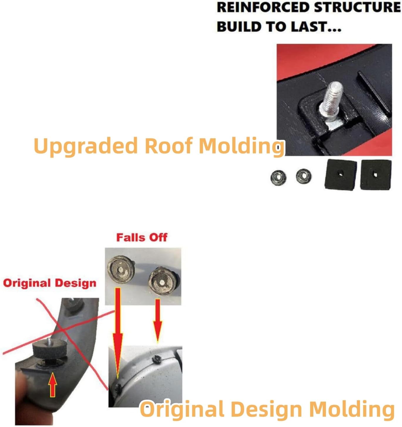 Upgraded Sealed Roof Molding Compatible with Ford 2008-2016 F-250 F-350 F-450 F-550 Super Duty Left and Right Side 2Pcs Black