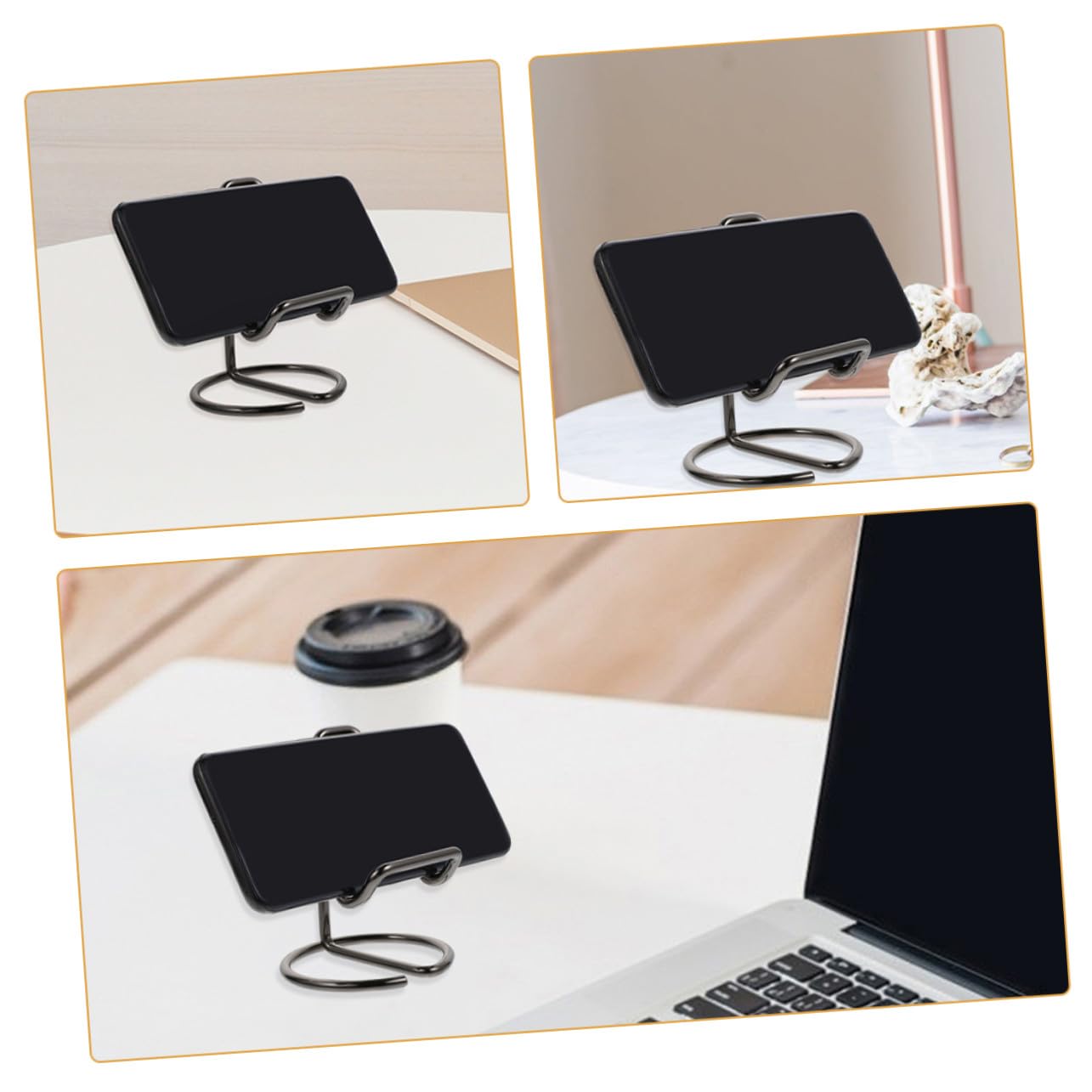 6 Pezzi Supporto da Scrivania in Ferro Porta Telefono Stabile per e Casa Poggiaphone Portatile per Videochiamate e Visione Comoda