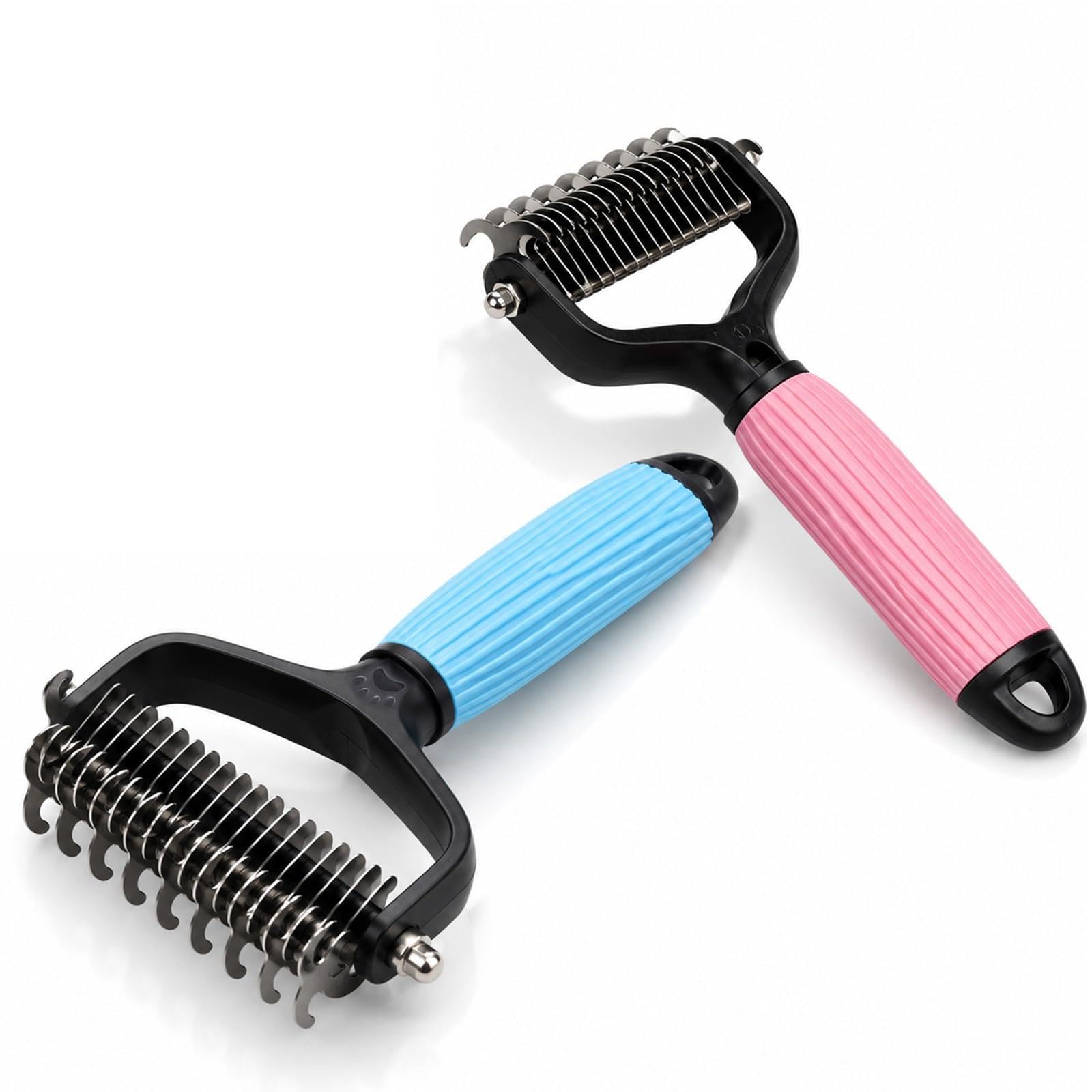 Guttiuaa 2Pcs Pet Grooming Tool, Dual Sided Dogs Comb, Deshedding Brush Undercoat Rake for Dog Cats Long Haired Pets