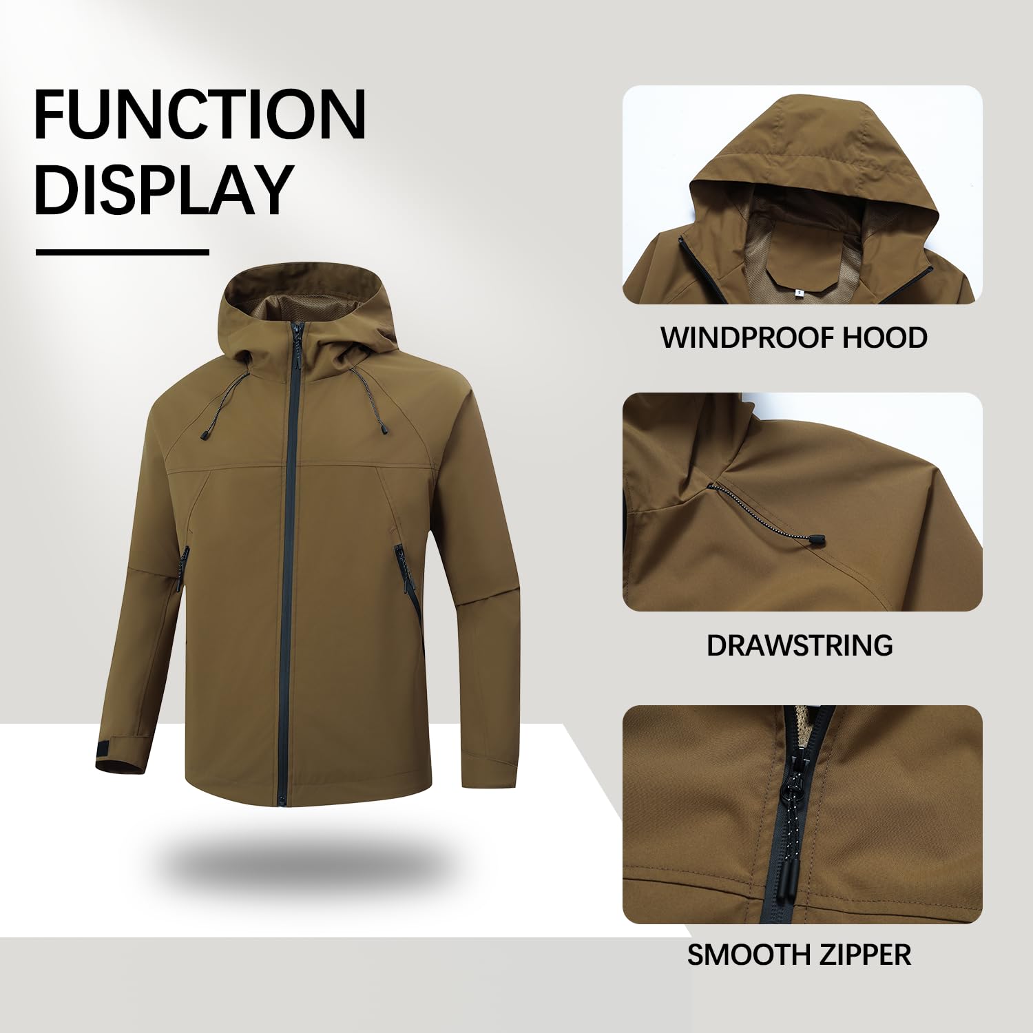 Giacca a vento leggera con logo personalizzato per uomo Giacca antipioggia con cappuccio resistente all'acqua Progetta il tuo cappotto Outwear Stampa fotografica, rosa, XL