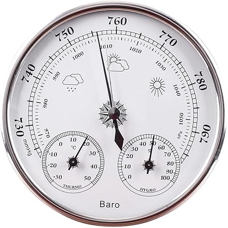Stazione Meteorologica Analogica In Acciaio Inox - Con Barometro, Termometro E Igrometro