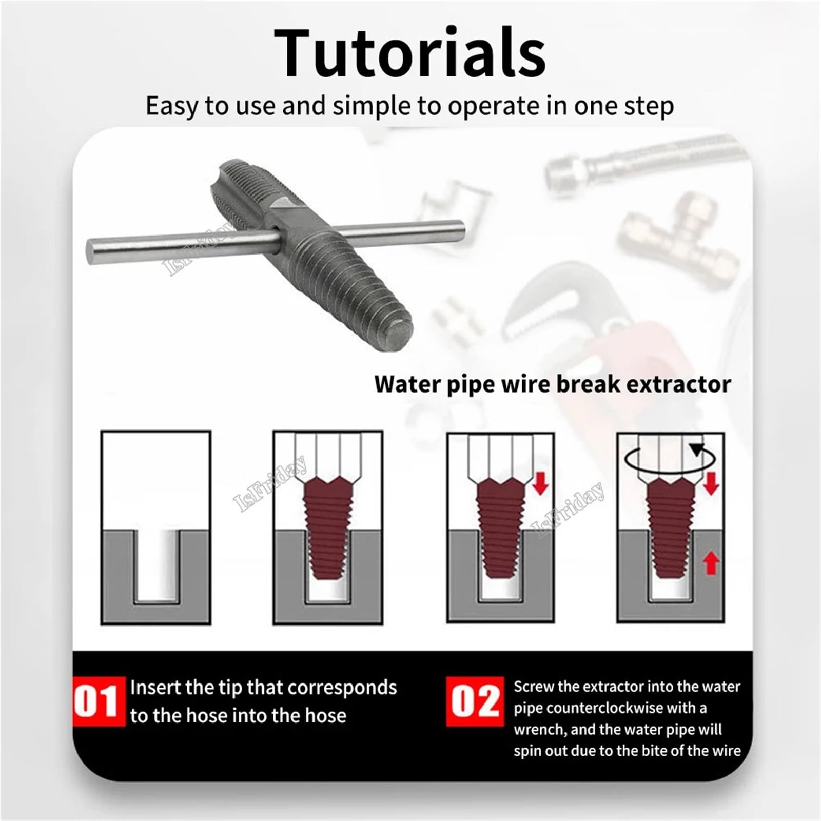 Juego de Brocas for Extractor de Tornillos de Doble Cabeza, for tuberías de Agua dañadas y Pernos Rotos, Herramientas for Quitar Tornillos, 1 Unidad(02a)