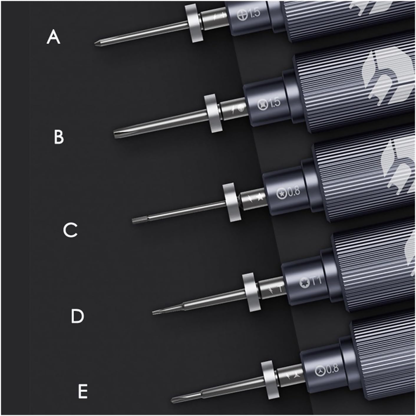Measurement Tools JM-8190 Screwdriver Set S2 Steel Repair DIY Hand Tools Hex Magnetic Handle Screw Driver Bits Cross Plum Y-shaped Star Tool Portable (Color : E 1pcs)