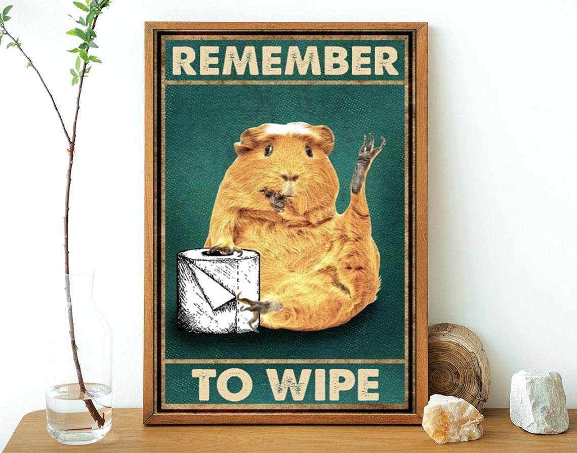 Kwqdozf As Pic Metal Sign Animal Lovers-Remember To Wipe, Guinea Pig Art Bathroom Decorati