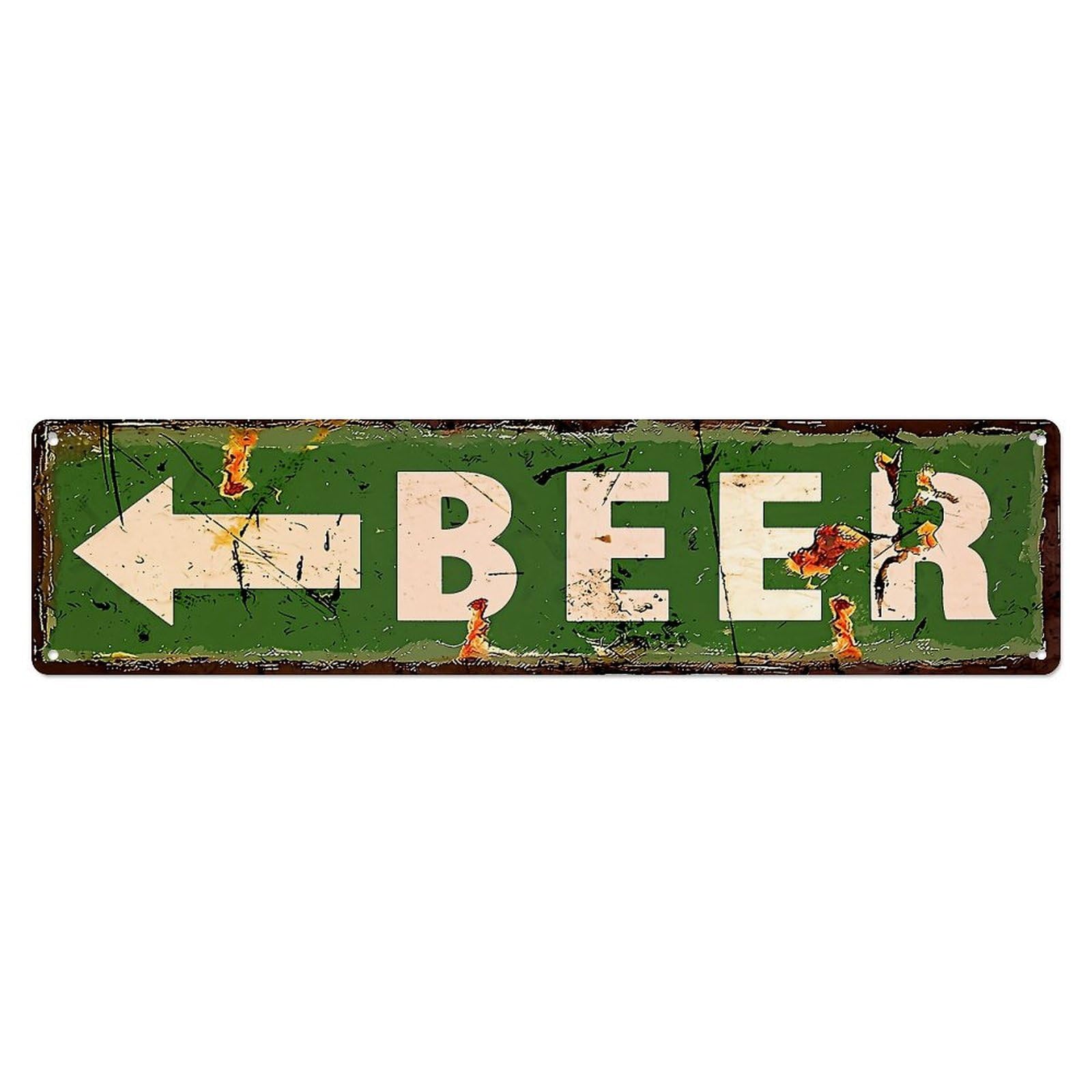 Jdyaojiesheng Vintage Green Sign With Arrow And Beer Text Tin Sign Retro Metal Wall Decor Metal Poster, Home Bar Garage Farmhouse Cafe Wall Art Decoration 4X16inch