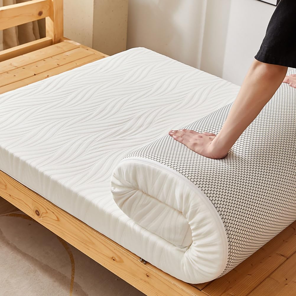 5/8 cm Thick Roll-Up Camping Mattress, Memory Foam Portable Futon Mattress Roll-Up Floor Mattress for Camping Bed, Car Sofa Guest Mattress for Indoor and Outdoor Use,White8cm,180 * 200cm