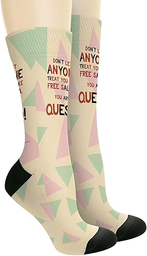 Miniatura 2 de ThisWear Calcetines altos con texto en inglés "Don't Let Anyone Treat You Like Free Salsa You Are Queso"