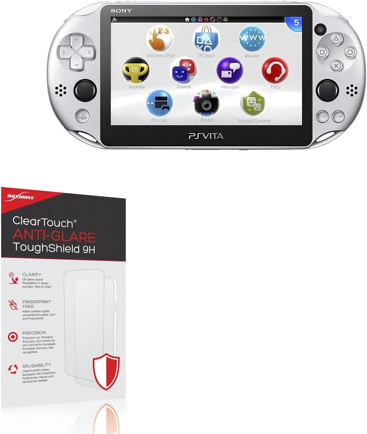 BoxWave Screen Protector Compatible with PlayStation Vita 2000 PCH-2000 - ClearTouch Anti-Glare ToughShield 9H (2-Pack), Anti-Glare 9H Tough Flexible Film Screen Protector