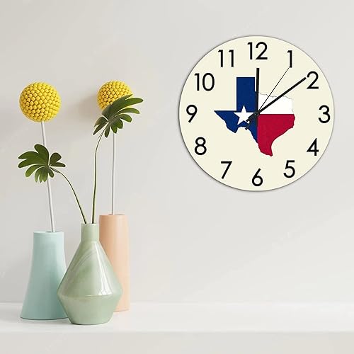Miniatura 5 de Reloj de pared silencioso de 15 pulgadas sin tictac, funciona con pilas, diseño de estrella solitaria de Texas, mapa del hogar, decoración del hogar
