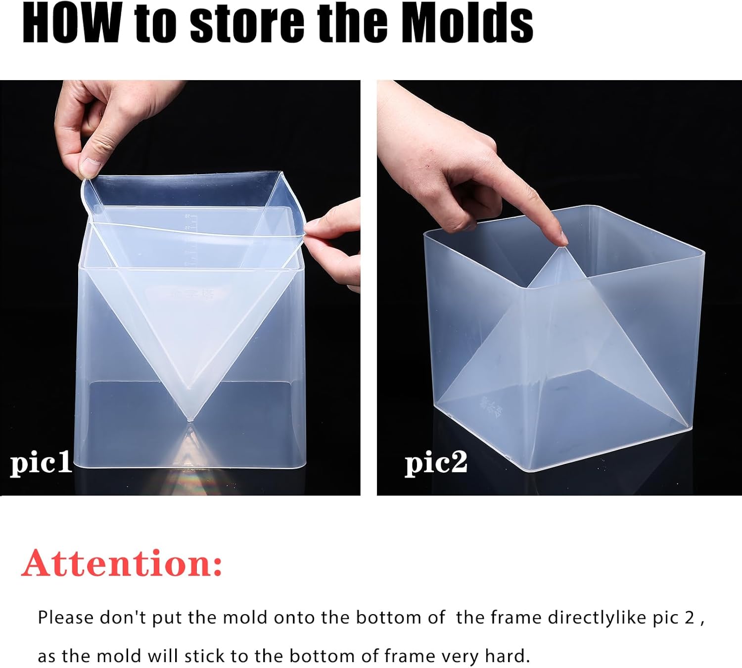 6pc Super Pyramid Silicone Mould Resin Craft Jewelry Crystal Mold Large Pyramid Resin Casting Silicone Jewelry Molds for Paperweight for Home Decoration Office Desk,1-7.5inch+Plastic Frame