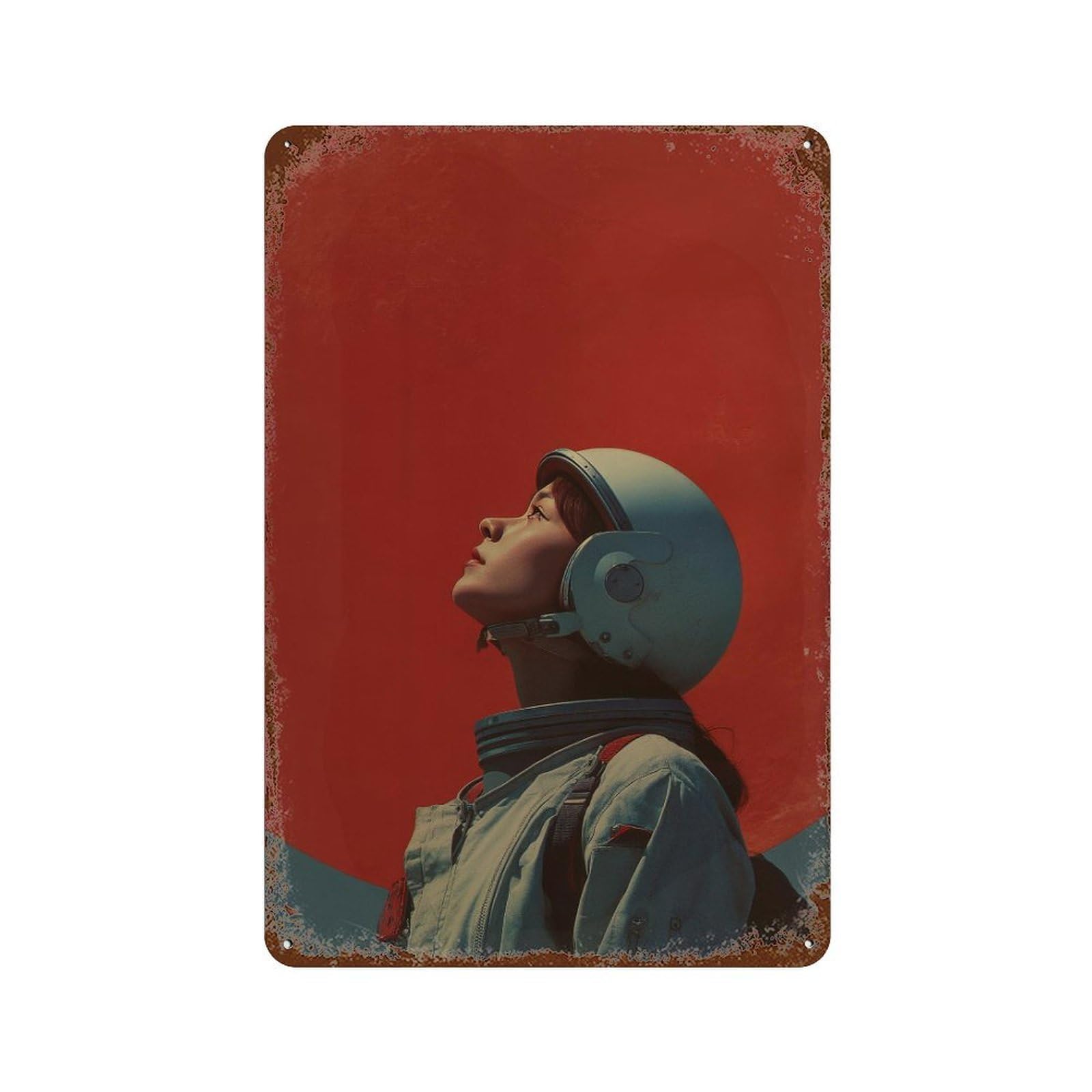 xiaoxiaoshen Astronaut Woman. Retro Futurism Japanese Style Wall Decor Art Metal Tin Poster Modern Home Decor Art Home Bar Shop Decorations Vintage Sign 30x20cm