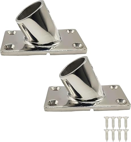 Barandilla de cubierta de barco de 60 grados, base rectangular, acero inoxidable de grado marino 316 para tubo de 1 pulgada, paquete de 2 unidades