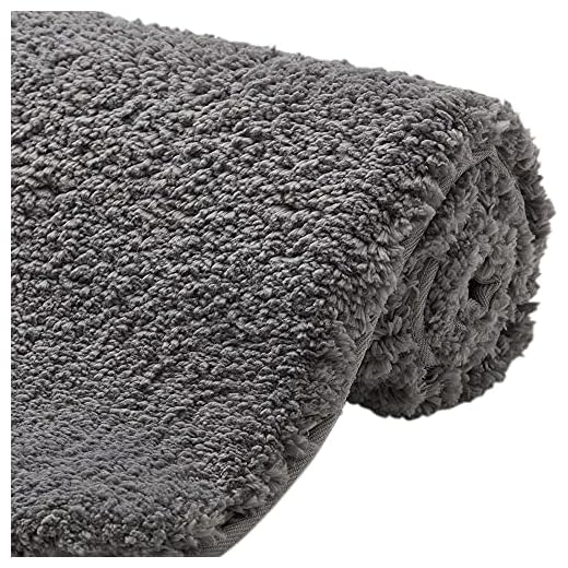 Gorilla Grip Original Premium Luxury Bath Rug, 24x17 Inch, Incredibly Soft, Thick, Absorbent Bathroom Mat Rugs, Machine Wash and Dry, Plush Carpet Mats for Bath Room, Shower, Hot Tub, Spa, Gray
