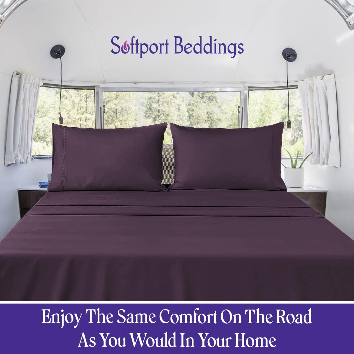4 PCs Sheet set for Cot Bunk Bed-Cot Size Mattress Sheet-Fitted Cot Sheet Perfect for Narrow Twin/Cot Size/Rv Bunk/Guest Bed Trifold Mattress/34" X 75" Mattress/Camping Cot, Plum Color