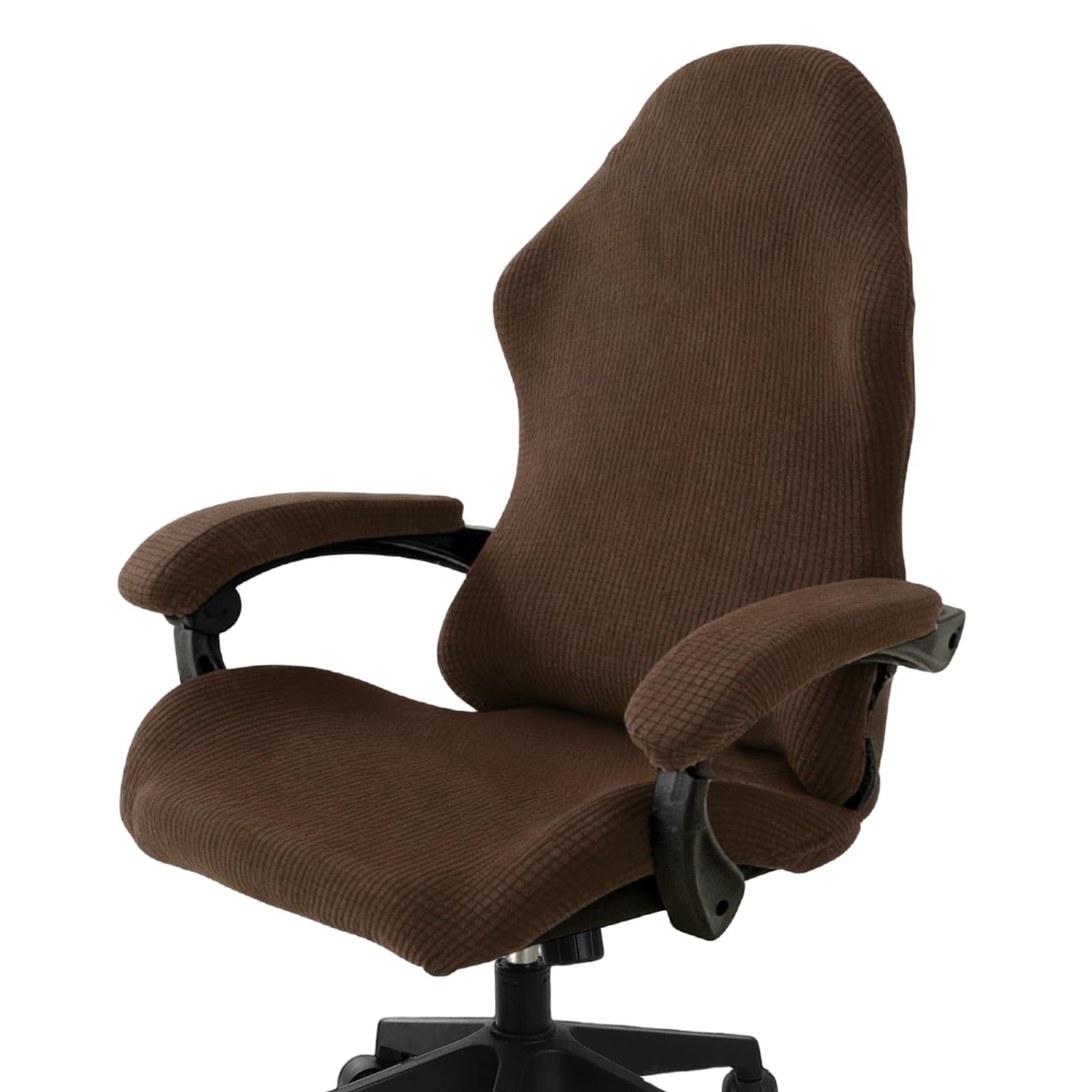 PATIKIL 1 Set Office Chair Cover, Desk Chair Cover Stretchable Universal Computer Seat Slipcover Large with Armrest Covers Zipper for Rolling Office Chairs Home Desk Seat, Dark Brown