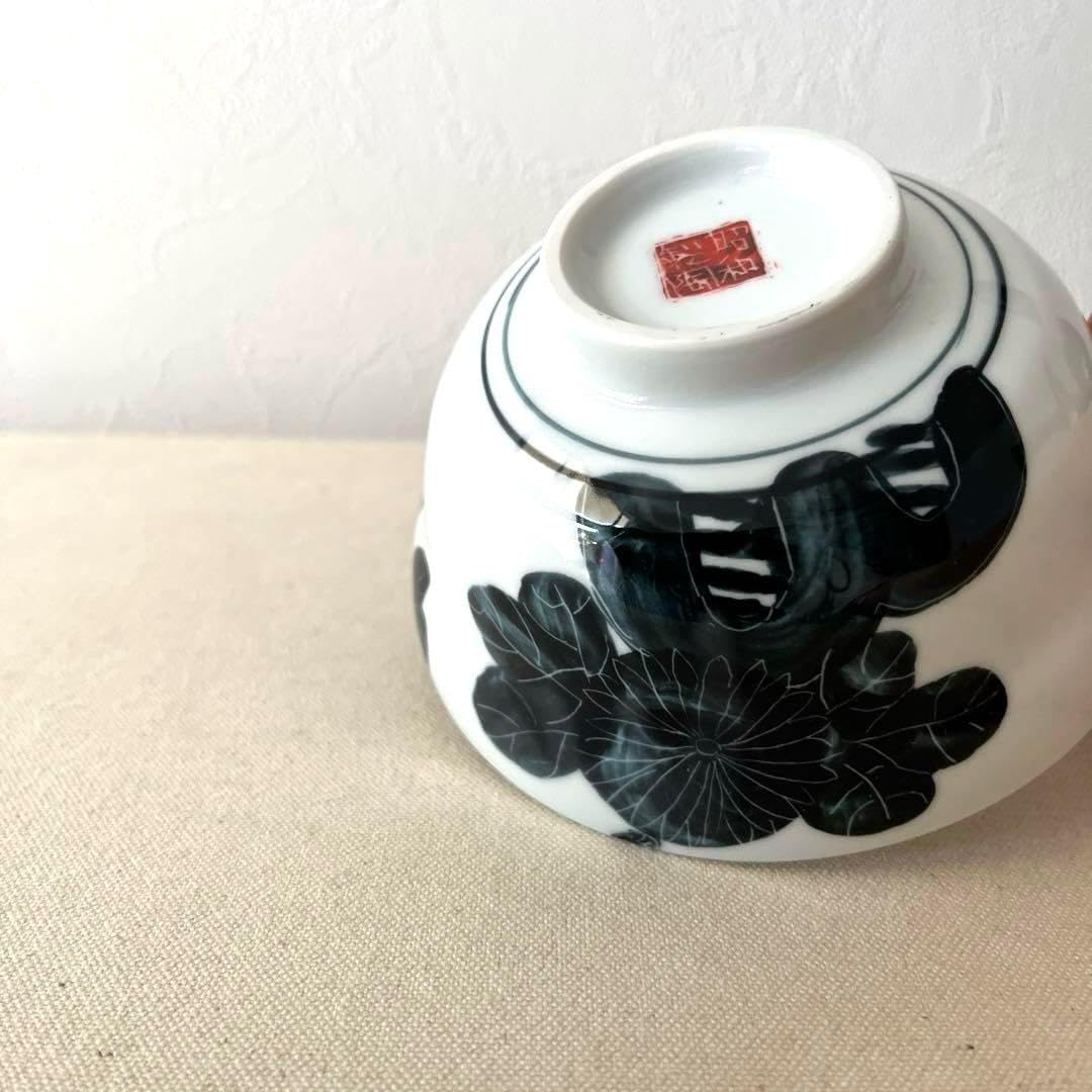 アンティーク雑貨蓋付き煮物椀 青と白の風景画レトロ