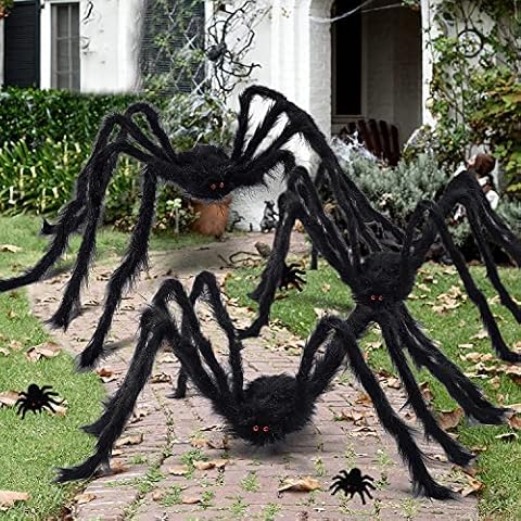 YONGIAGA 3PCS Halloween Spider Halloween Decorations Large Scary Spiders Decorations 75CM Fake Giant Spider Perfect for Halloween Parties,Haunted House Decor & Spooky Entertainment- Black Cover