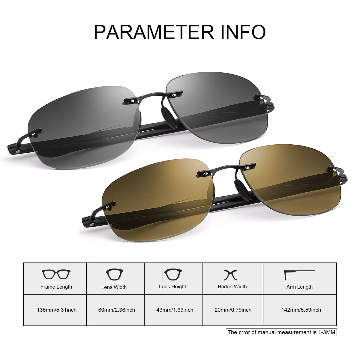 Bezramkowe dwuogniskowe okulary do czytania z etui, okulary przeciwsłoneczne, przyciemniane szkła outdoorowe, sportowe czytnik przeciwsłoneczny, niebieskie blokujące światło, okulary do komputera,