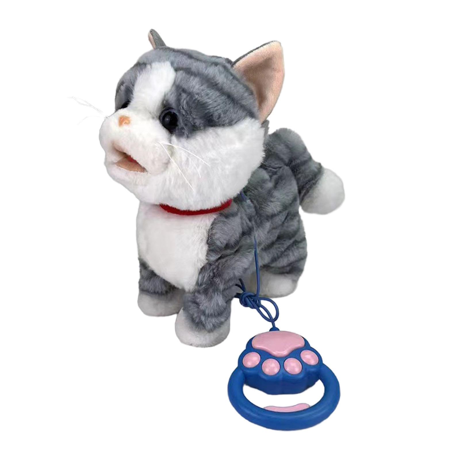 Gatto Robot Elettronico Peluche Interattivo con Zampe Che Camminano Coda Scodinzolante Testa Che Annuice Registra Parole Materiale Poliestere Morbido, Stile a