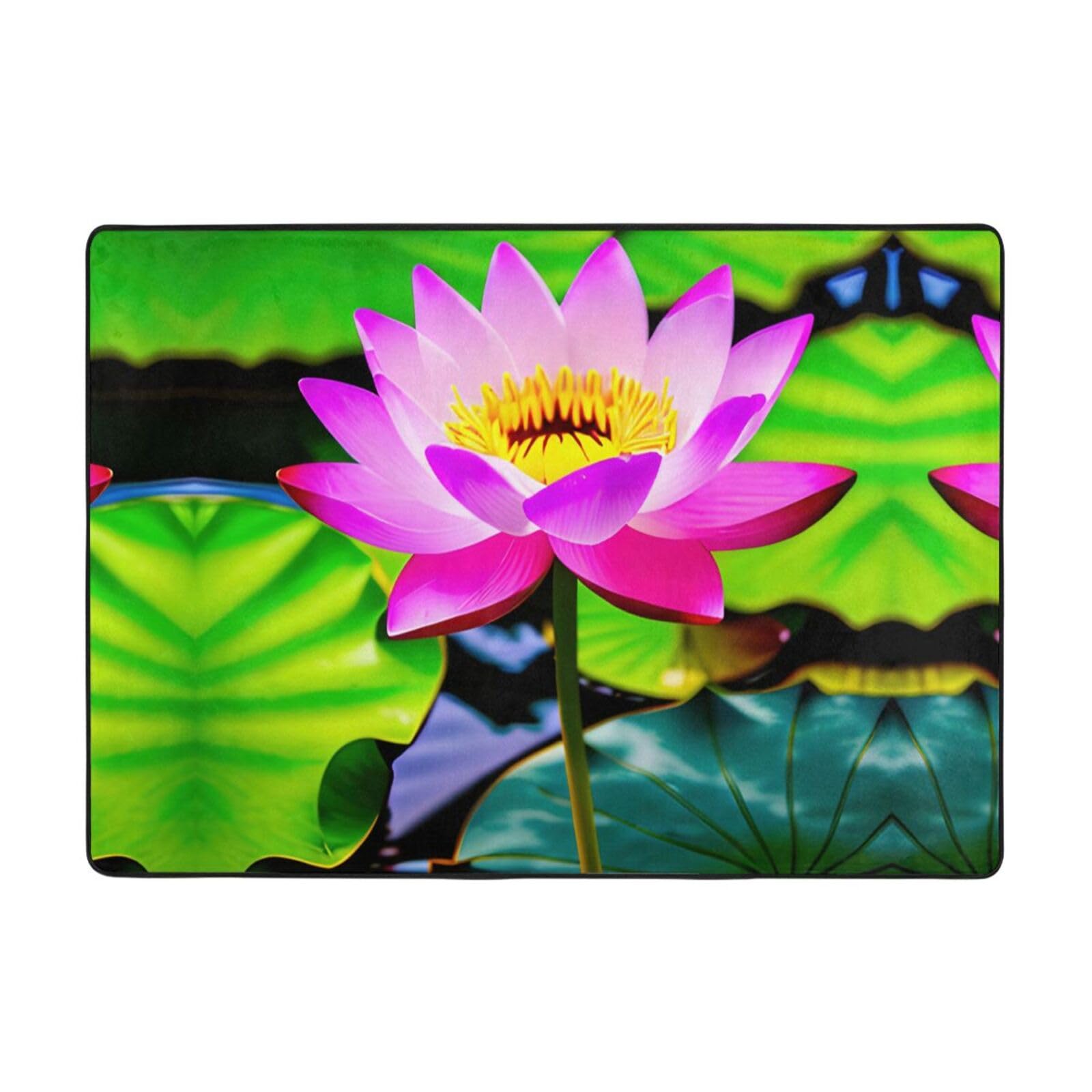 Tapis fleurs de lotus pour salon et table basse cocooning 147x203 cm