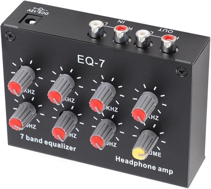 Ecualizador de sonido de 7 bandas con ajuste de graves y control de canal dual miniatura 8