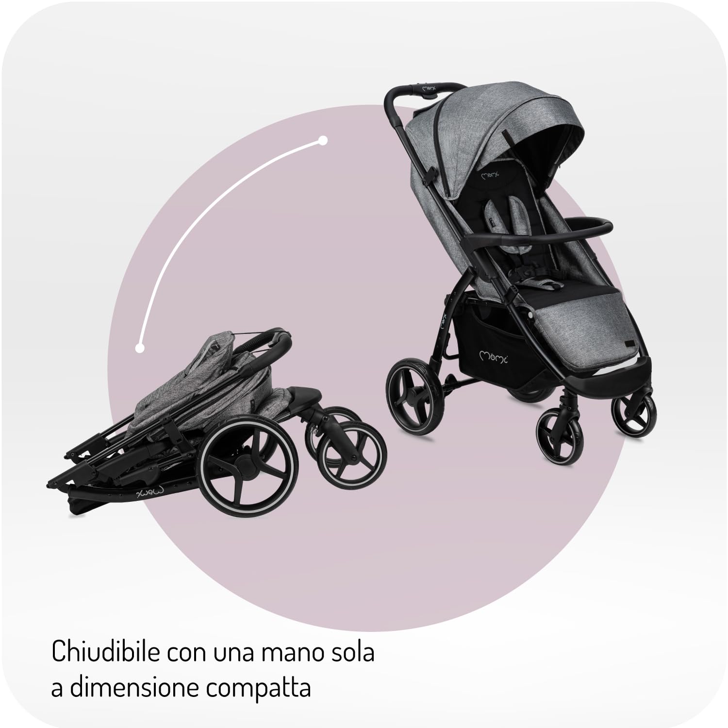 MoMi MIYA Passeggino EVA 6-22 Kg - Con Cestino, Parapioggia E Zanzariera