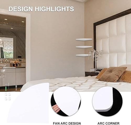 Miniatura 6 de HOMSFOU Estante de montaje de esquina, estante de esquina de pared fácil de instalar, estante de esquina de madera para montaje en pared, estante de