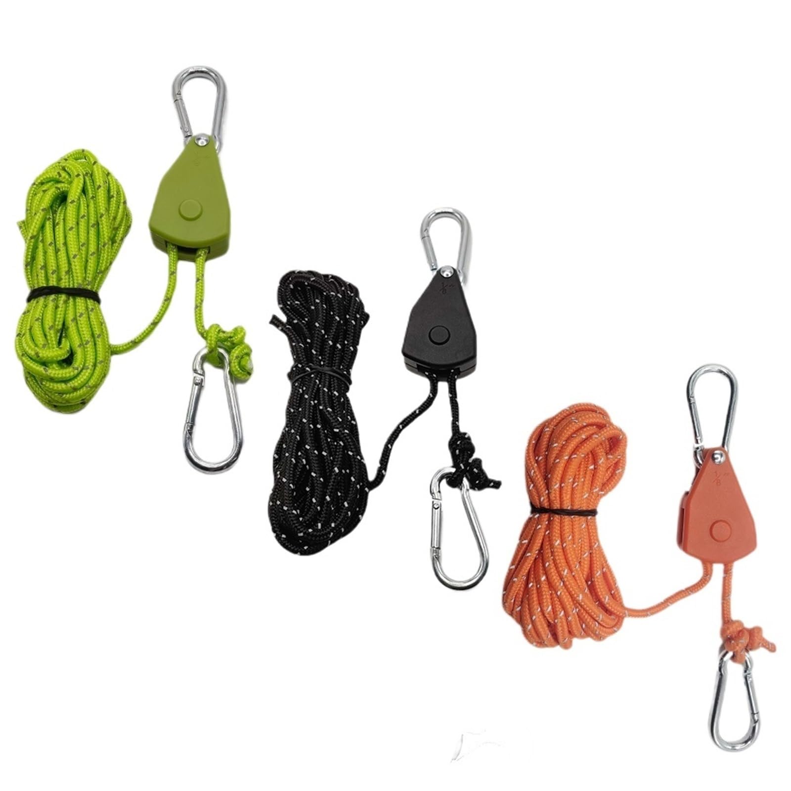 6 Stück 4 m reflektierende Camping-Zeltseil-Zurrgurte mit fester Schnalle, Riemenscheibe und Spanner, Ratschenaufhänger for Markisen-Windseil(6pcs Orange)