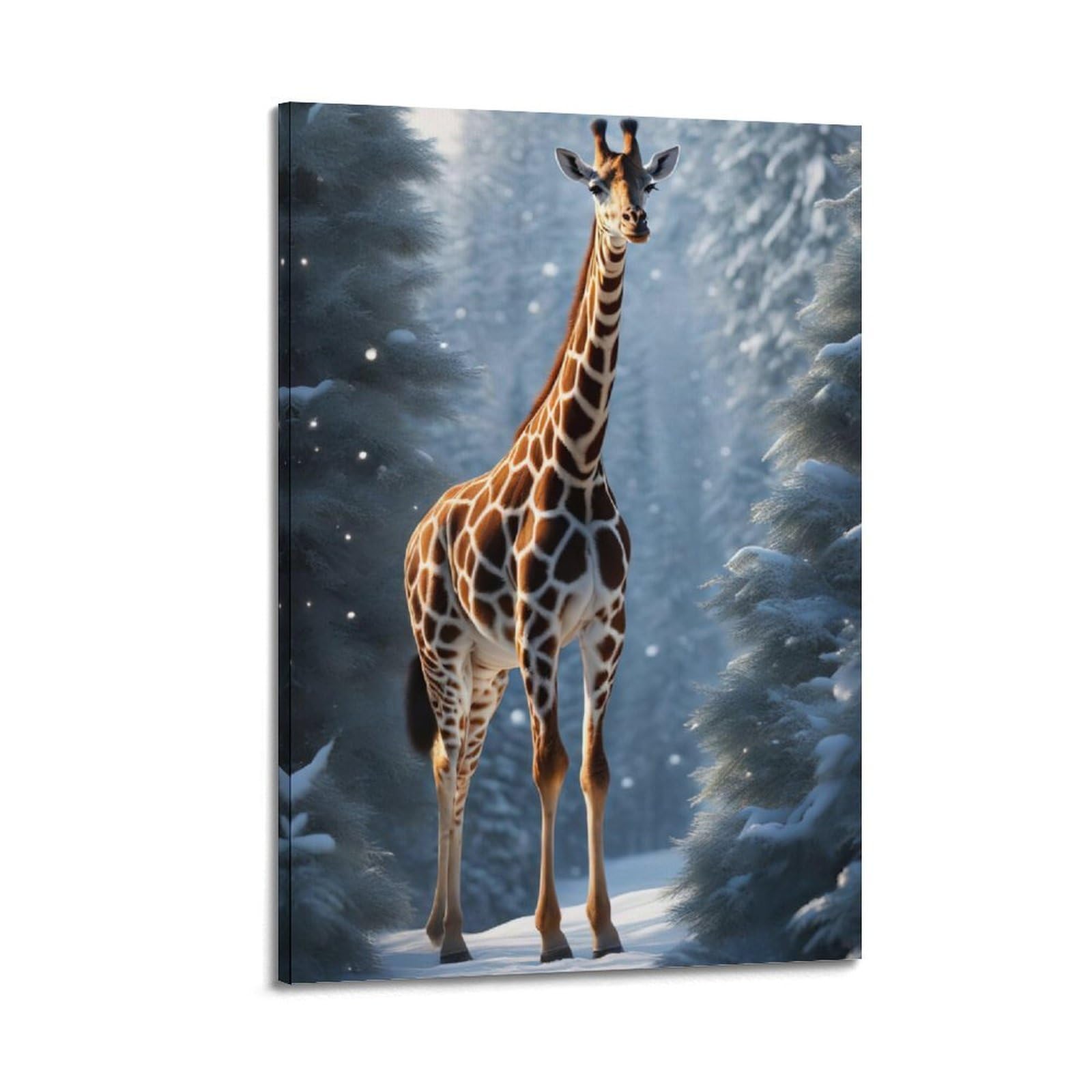 ZSZWHJ Animal Poster Giraffe in The Snow Artwork Poster Decorative Painting Canvas Wall Posters And Art Picture Print Modern Family Bedroom Decor Posters 12x18inch(30x45cm)
