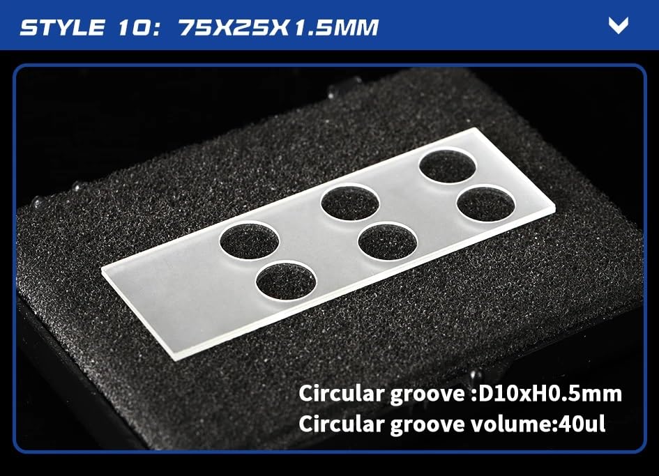 Lastre di vetro scanalate - Doppie fessure a fondo piatto - 75x25 mm - Ideali for uso in laboratorio 1pcs(D10xH0.5mmScrub)