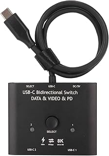 Annadue USB C Switch, Bi-Directional USB C Switcher 2 in 1 Out/1 in 2 Out, Type C KVM Switch Supports 8K 60Hz 4K 120Hz Video 10Gbps Data Transfer/100W Charging, Plug and Play