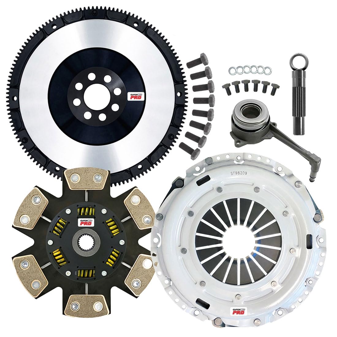 ClutchMaxPRO Performance Stage 3 Clutch Kit with Chromoly Flywheel with Slave Cylinder Compatible with 2008-2013 A3 2008-2018 Beetle CC EOS GTI Jetta