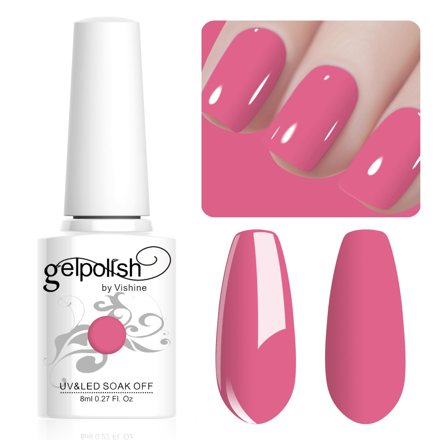 Vishine Gel Nail Polish, 1Pcs 8ml Burgundy Gel Polish Soak Off UV LED Gel Nail Art DIY Gel Nail Manicure for Girls Women #080 — view 7