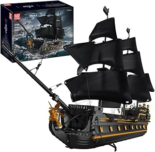 Mould King 13186 Black Pearl Pirate Ship Building Blocks Set, Upgrade Version Large Pirate Ship for Adults, MOC Boat Model Kit, 5266 Pieces