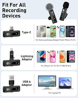 USB C Lavalier Microphone Wireless Mini Mic for Type-C Android Phone/Tablet/PC Video Recording Clip-on Mics with Rotatable Clip&Denoise Recording, Ideal for Vlog Tiktok Youtube Podcast Content Creator