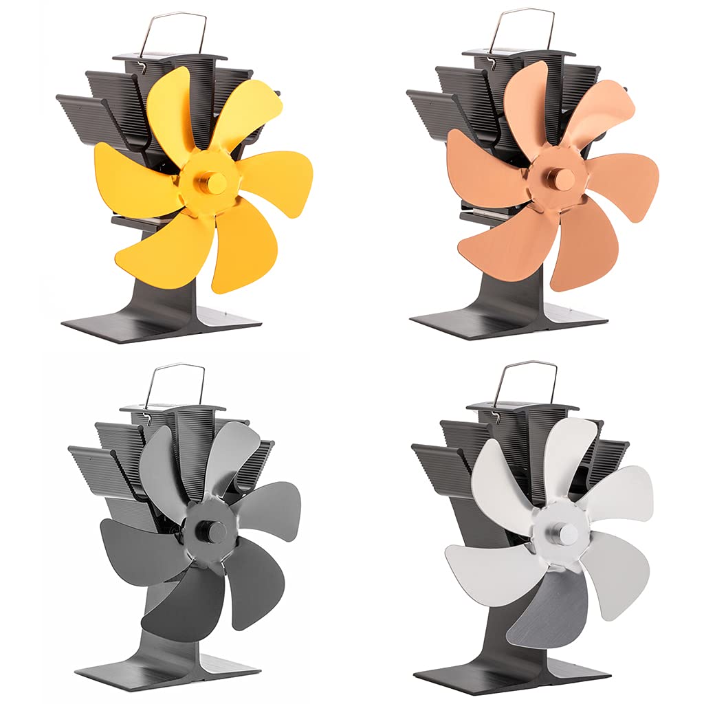 Ventilador para chimenea con detección automática de 6 aspas Ventilador silencioso para chimenea Flujo de aire más para un regalo ideal para hogar Familia Amigos Estufa alimentada por calor