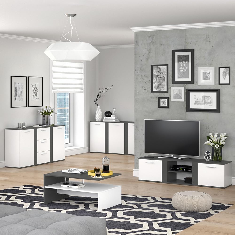 Vicco Kommode Novelli, Anthrazit, 40 x 80 cm mit Türen, geeignet zur Aufbewahrung von Kleidung und Haushaltsgegenständen