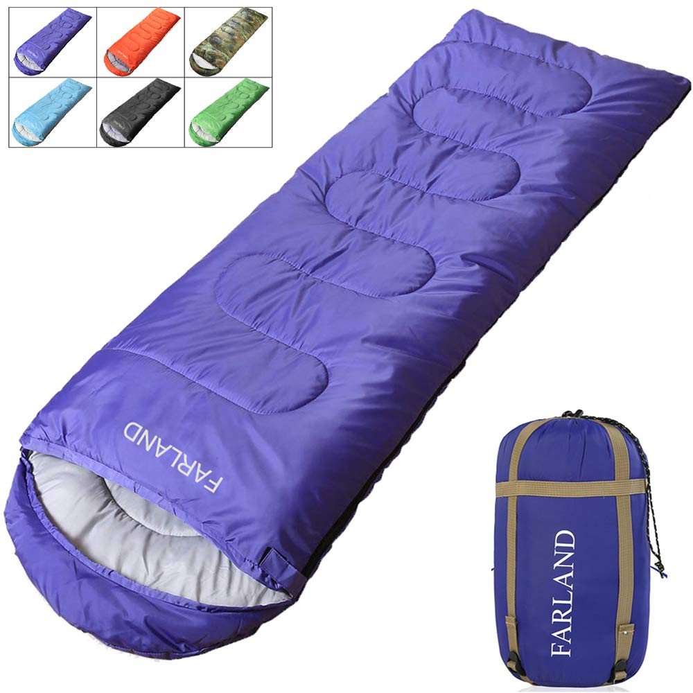 FARLANDSleeping Bags 20℉ for Adults Teens Kids with Compression Sack Portable and Lightweight for 3-4 Season Camping, Hiking,Waterproof, Backpacking and Outdoors