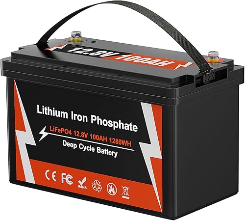 TOMORTOOL APTOOLER - Batería LiFePO4 de ciclo profundo 5000+, 12 voltios, 100 Ah, tasa de autodescarga del 3%, corriente de descarga máxima de 100