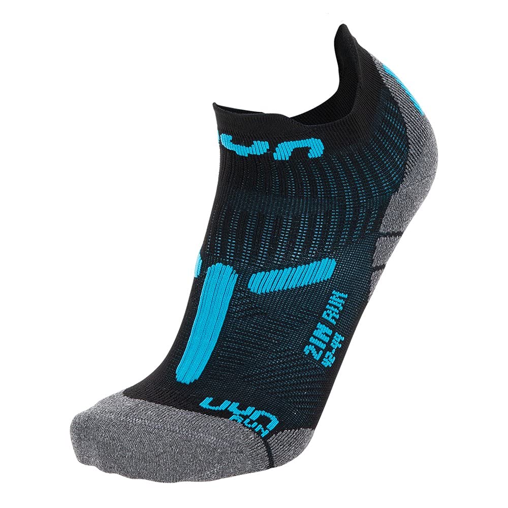 UYN S100223 RUN 2IN Socks Men's Black/Turquoise 41