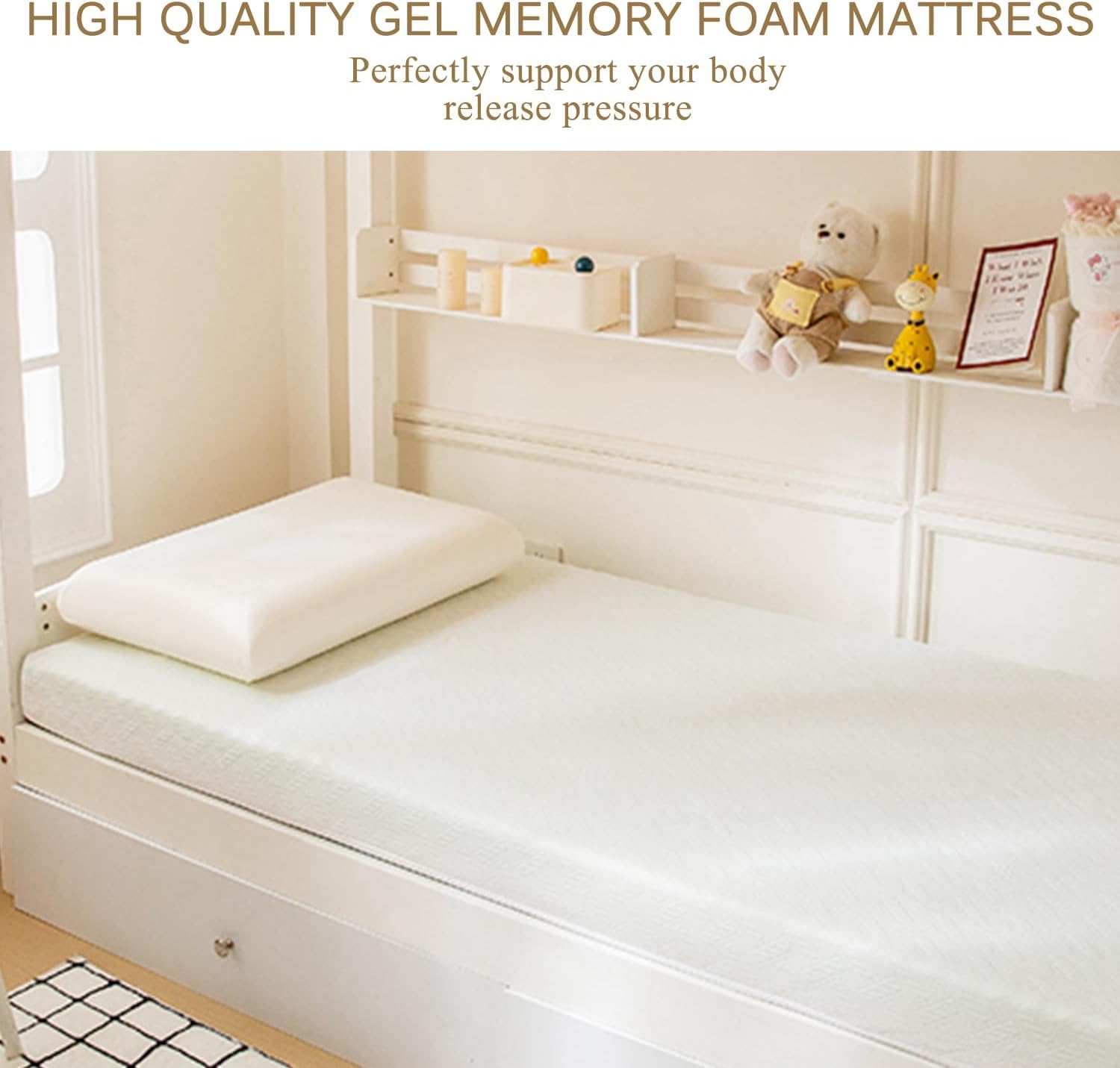 Gray/8cm,120 * 200cmFULL, Gel Memory Foam Futon Mattress Topper Thicken 4Cm/6Cm/8Cm Floor Futon Mattress Pad Breathable Comfort Sleeping Mat Skin Friendly Mattress Pad with Removable Cover