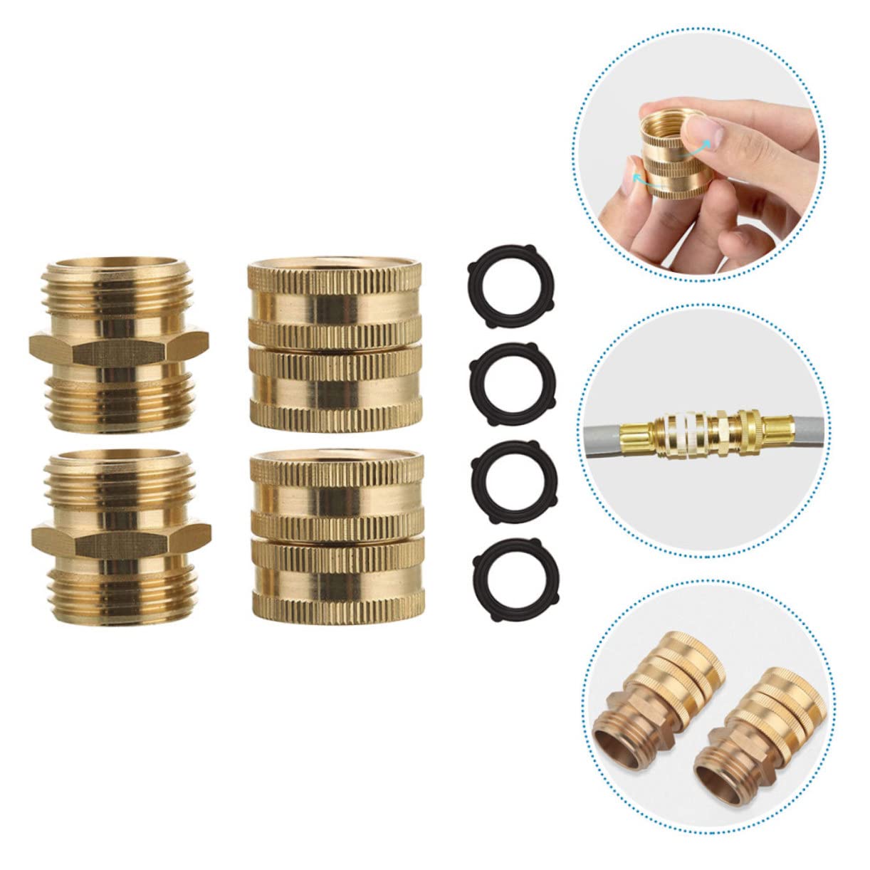 YARNOW 4 Set di Adattatori per Tubi Flessibili da Giardino Parti di Tubi Flessibili Connettori Robusti E Antiruggine 2 Paia*4