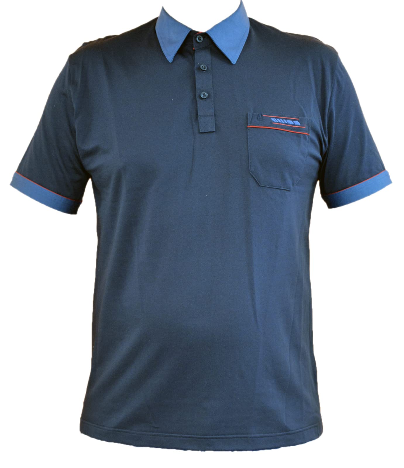 Gabicci - Plain Polo Shirt with Contrasting Collar and Piping (XX-Large, Navy)