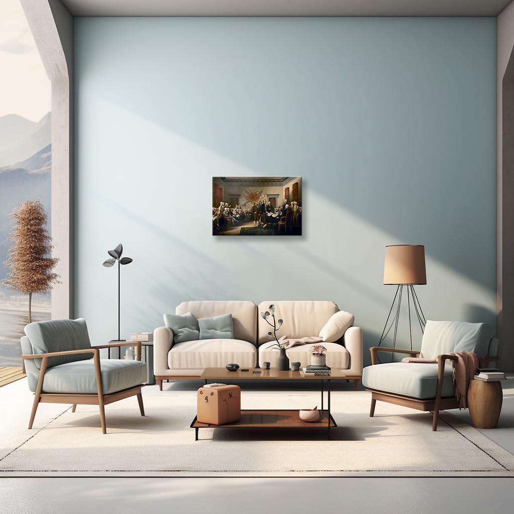 Wallpicss The Declaration of Independence Poster Prints Framed Vintage Wall Art Famous Paintings Canvas Living Room Pictures Wall Decor 12x18 inches