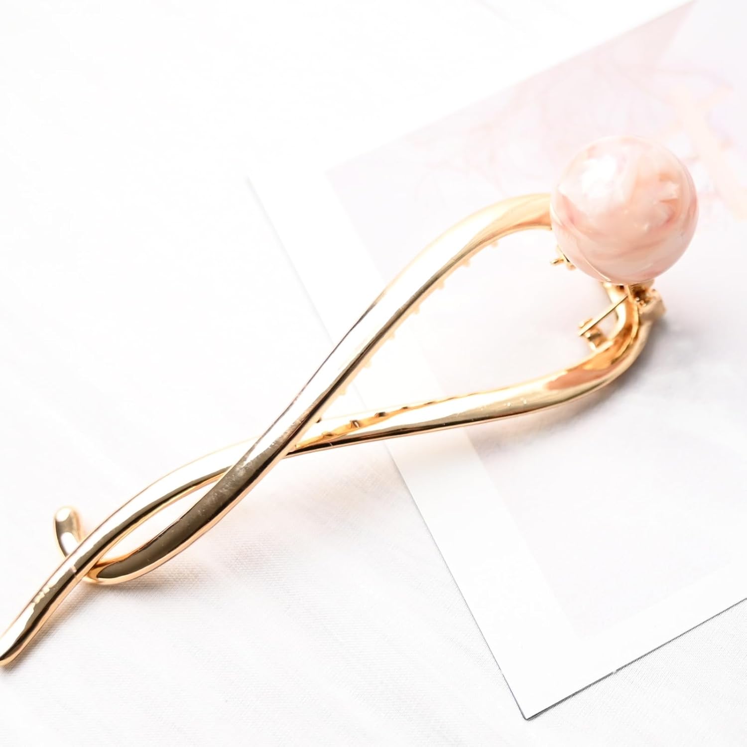 Hair Clip, Elegant gold color Hairpin Banana Clip French Style Twist Hair Barrette Non Slip Jaw Hair Claws Hair Accessories (pink) - Image 3