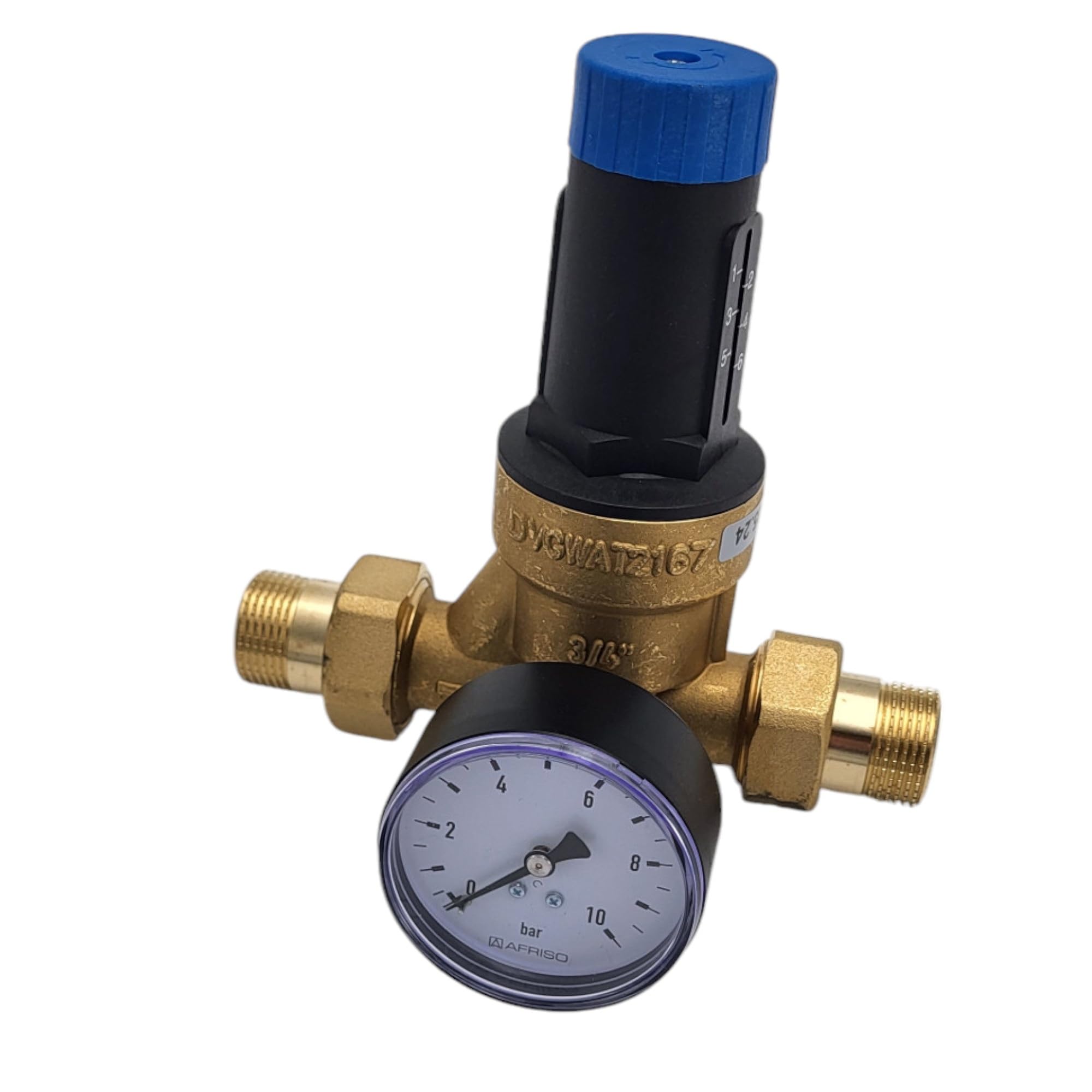 zbs24 Druckminderer für Wasser DN20-3/4 Zoll delphisXpert DRV mit Anschlussverschraubungen Aussengewinde - Handwerkerqualität DVGW geprüft - inkl. Manometer 0-10 bar