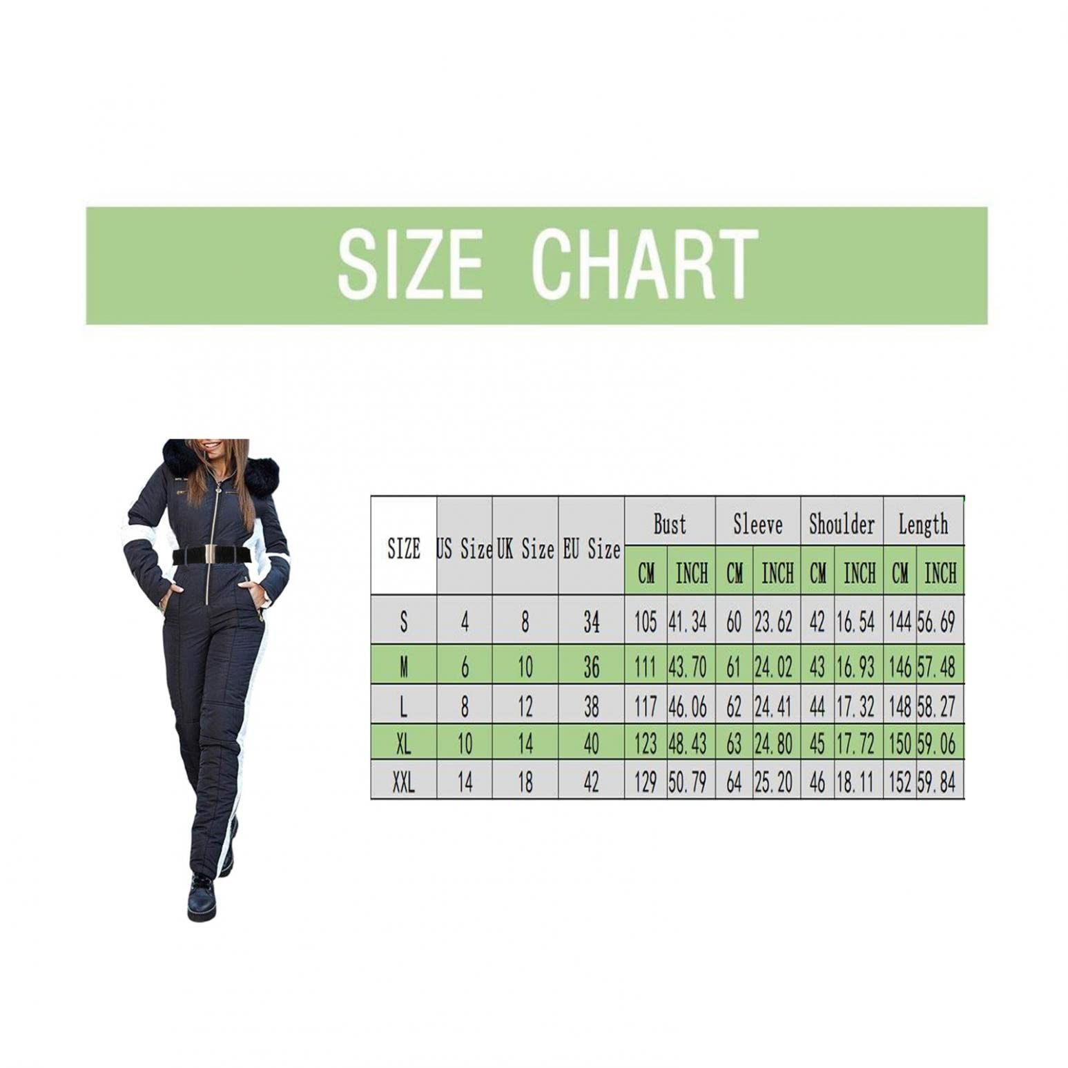 Traje de esquí para mujer de una pieza - Traje de nieve de una pieza para mujer, mono de esquí para invierno, impermeable, mono de nieve, cálido mono de nieve, mono largo, para exteriores, mono de
