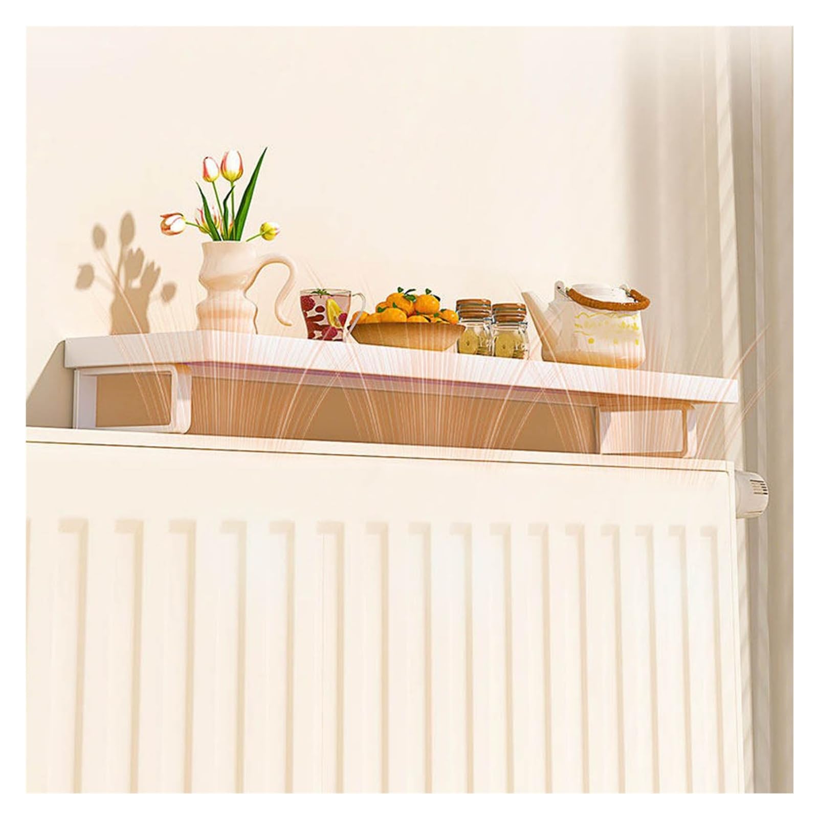 Estante organizador de radiador, resistente al calor, para pasillo y sala de estar, solución de almacenamiento decorativa para radiadores, diseño montado