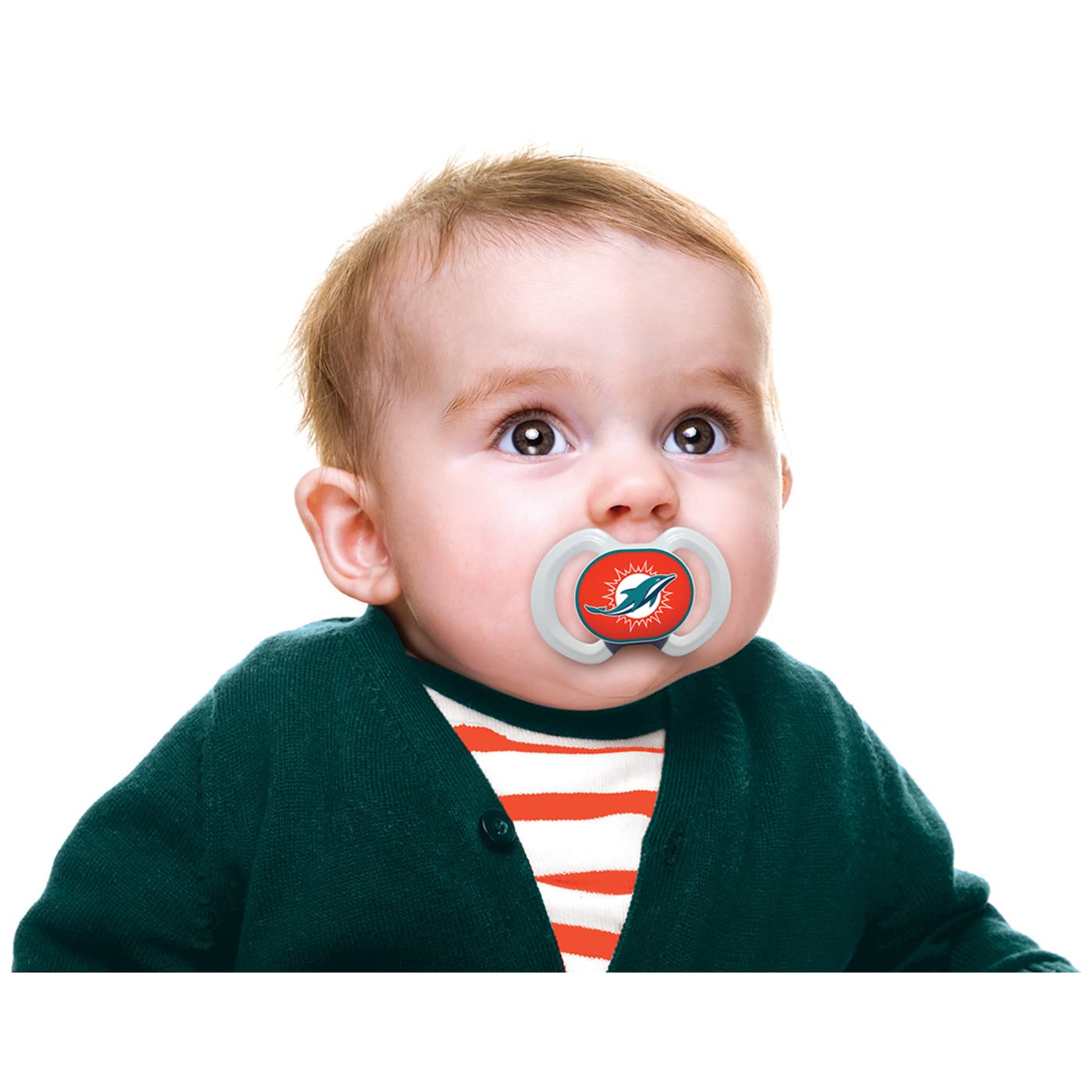 Baby Fanatic NFL Miami Dolphins 2er-Pack Schnuller, Einheitsgröße, Teamfarbe